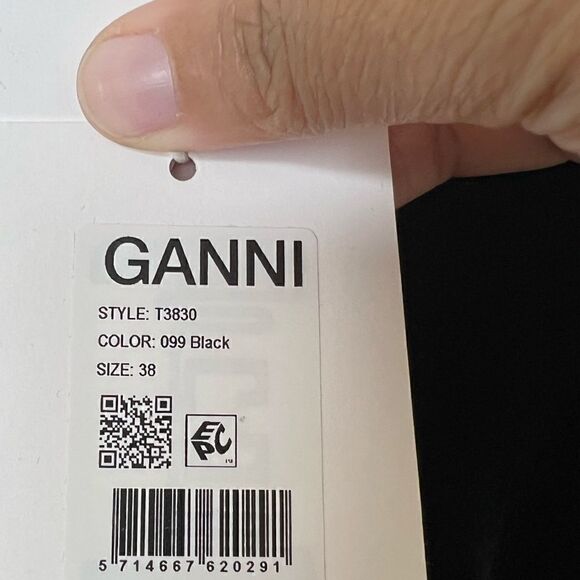 GANNI Black Long Sleeve U-Neckline Velvet Jersey Ruched Mini Dress Size US 6 - Picture 10 of 14